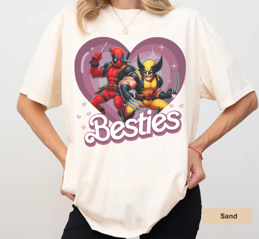 Cute Deadpool Wolverine Besties Forever Comfort Colors Shirt, Wolverine Deadpool Movie Tee, Superhero Best Friends Shirt, Men’s and Women’s