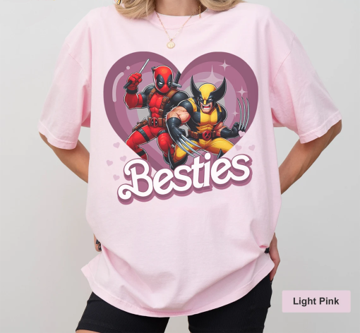 Cute Deadpool Wolverine Besties Forever Comfort Colors Shirt, Wolverine Deadpool Movie Tee, Superhero Best Friends Shirt, Men’s and Women’s