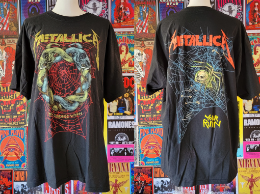 Metallica Your Ruin, The Struggle Within, Vintage Style Concert Tee with Full Back Graphics, Men’s Size, Gildan Heavy Cotton by Rock Off