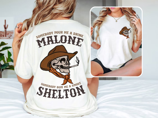 Malone and Shelton Tee, Country Music Graphic Tee, Cowboy Shirt, Post Malone Shirt, Viral Shirt, Country Concert, Somebody Pour Me A Drink