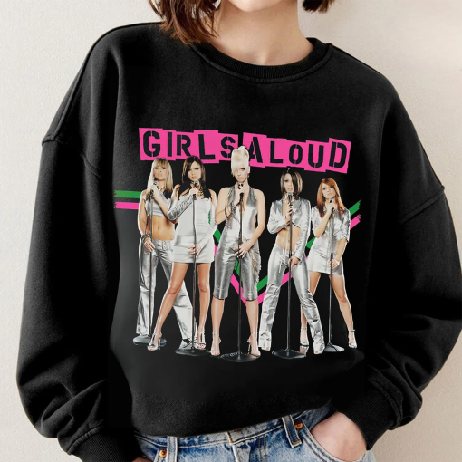 Girls Aloud T shirt Girls Aloud Tour tshirt Cheryl Cole, Nadine Coyle, Kimberley Walsh, Nicola Roberts, for Sarah Harding Cotton Black