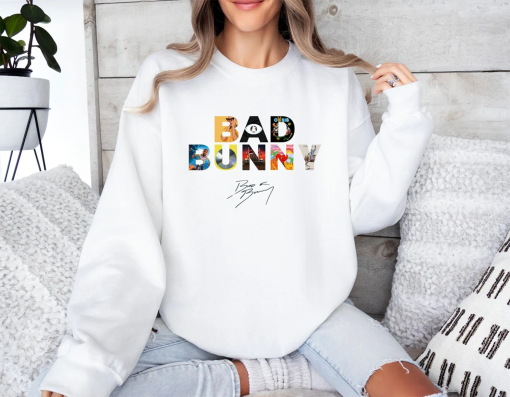 Bad B Most wanted Tour Concert album covers Sweatshirt, Nadie Sabe lo que va pasar mañana, Benito Sweatshirt, Gift For Fan, Bunny Sweater,