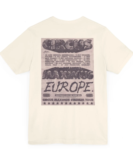 TRAVIS SCOTT Inspired T-Shirt, Travis Scott European Tour 2024 Tee, Circus Maximus Merch, Gift For Fan, Music Concert Tshirt