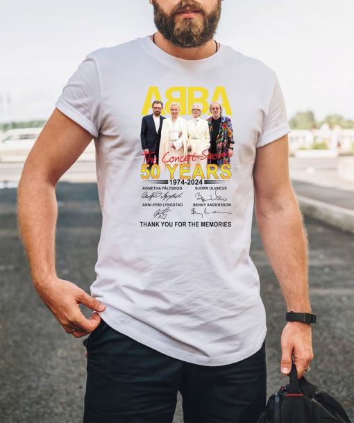 ABBA Band 50th Anniversary 1974 – 2024 Signature T-Shirt, ABBA The concert show 2024 TShirt, POP band lover tee Shirt