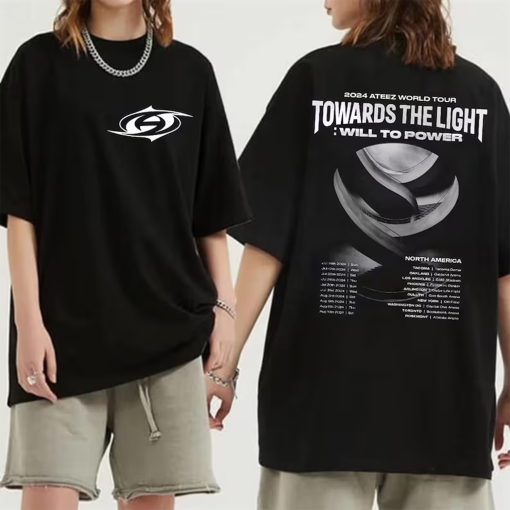 ATEEZ 2024 world tour towards the light: will to power shirt, Retro ATEEZ Tour 2024 Kpop Ateez Hongjoong, Mingi, Yeosang