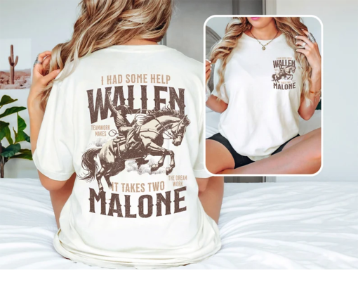 I Had Some Help Wallen And Malone Tee, Country Music Graphic Tee, Cowboy Shirt, Wallen And Malone Sweatshirt, Viral Shirt, Country Concert