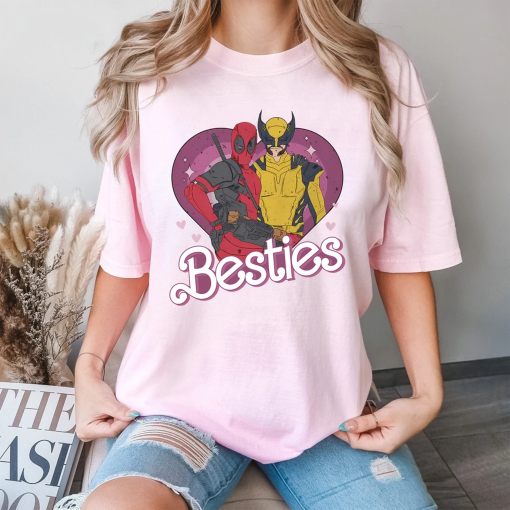 Cute Deadpool Wolverine Besties Forever Comfort Colors Shirt, Wolverine Deadpool Movie Tee, Superhero Best Friends Shirts, Men’s and Women’s