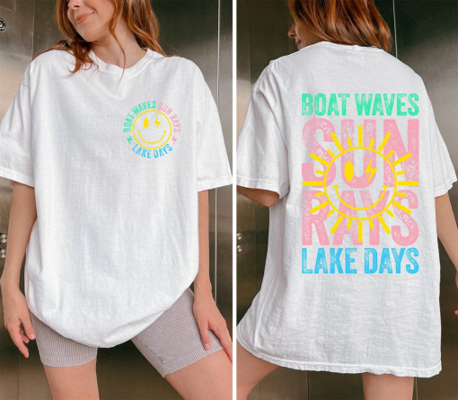 Boat Waves Sun Rays Lake Days Comfort Colors Shirt, Retro Summer Shirt, Retro Summer Shirt, Lake Life Shirt,Lake Vacation Shirt,Beach Shirt