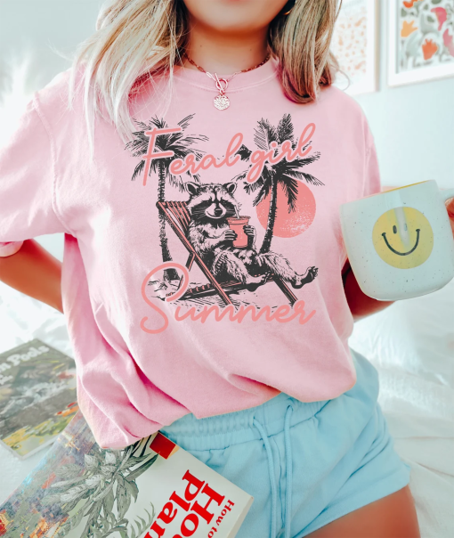 Feral Girl Summer Raccoon Shirt, Funny Meme Raccoon T Shirt, Feral Shirt, Cowgirl Shirt, Western Shirt, Rodeo Shirt, Funny Shirt