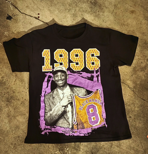 Kobe Bryant #8 T-Shirt Black Mamba 1996 Draft Day Laker’s Sz L Los Angeles Cali