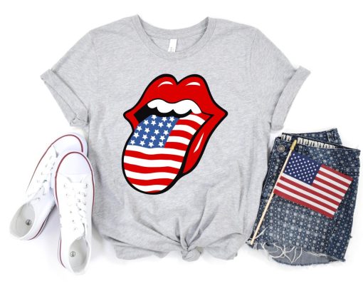 USA Rolling Tongue Shirt, Red White and Blue Tongue T-Shirt, 4th Of July Shirt, Tongue Shirt, Independence Day Shirt, Patriotic Family Shirt