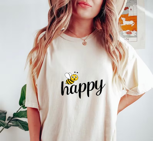 Bee Happy Shirt, Summer Shirt, Funny T-Shirt, Graphic Tee, Gift for Him Her, Funny Tshirt, Mens Womens Shirt, Funny Shirt, Funny Saying