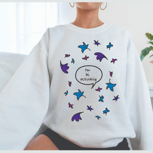 Cute Leaves I’m Bi Actually Bubble Sweatshirt