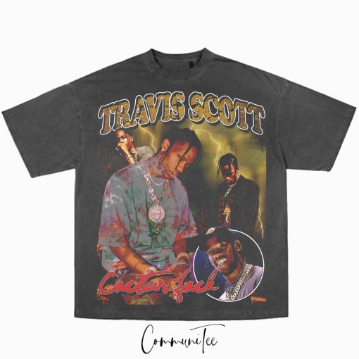 Travis Scott Rap Tee Big Face Head Vintage Style Graphic Hip Hop T-shirt