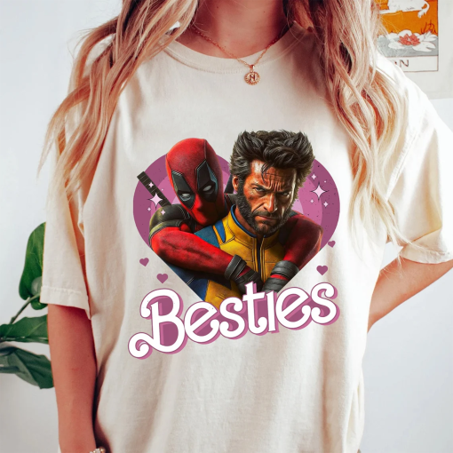 Cute Deadpool Wolverine Besties Forever Comfort Color Shirt, Deadpool Wolverine Shirt, Superhero Best Friends Shirt, Men’s and Women’s