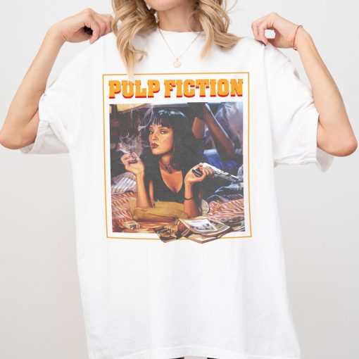 Pulp Fiction T-Shirt, Unisex Vintage Quentin Tarantino Pulp Fiction Poster Graphic Tee Shirt, Best Movies All Time Action Filmf Memorabilia