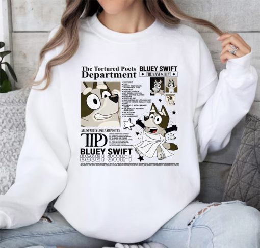 The Tortured Poets Department Bluey Swift Shirt, Bluey Swift Shirt, Gift For Fan, Taylor Swiftie Bluey Fan Merch