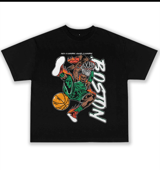 Boston Basketball T Shirt | Boston Graphic Bootleg T-Shirt | Vintage Boston T Shirt