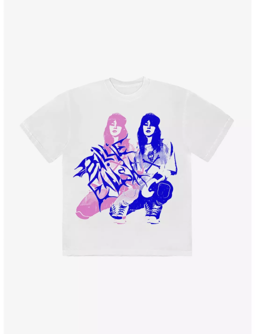 Billie Eilish Pink & Blue Double Boyfriend Fit Girls T-Shirt