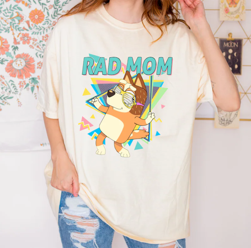 Retro Rad Mom Shirt, Cute Mama Shirt, Chilli Heeler Bluey Family Shirt, Bluey Mom Shirt, Funny Dog Mom Shirt, Cartoon Mother Birthday Shirt