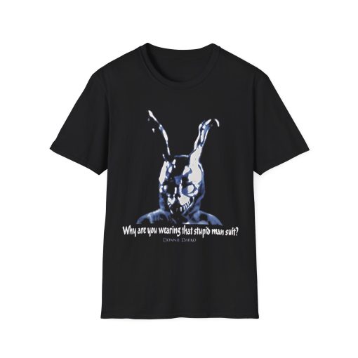 New Rare Donnie Darko Why Are You Wearing That Stupid Man Suit Retro Unisex T-Shirt Vintage Style, Donnie Darko vintage t-shirt, evil bunny