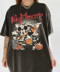 Vintage Mickey Minnie Skeleton Halloween Shirt, Nightmare…