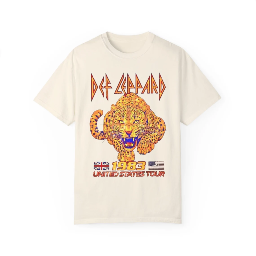 Vintage 80’s Rock Band Tee Shirt Leppard Comfort Colors TShirt Rock and Roll Leopard Retro Music Festival Shirt Oversized Trendy Gift Shirt