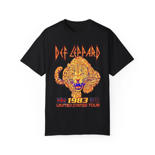 Vintage 80’s Rock Band Tee Shirt Leppard Comfort Colors TShirt Rock and Roll Leopard Retro Music Festival Shirt Oversized Trendy Gift Shirt