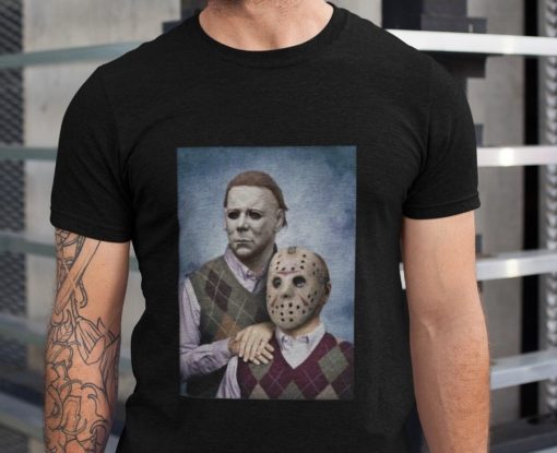 Michael Myers and Jason Voorhees Step Brothers Movie Funny Shirts, Brothers Family Portrait, Horror Movie Characters, Gifts for Friend