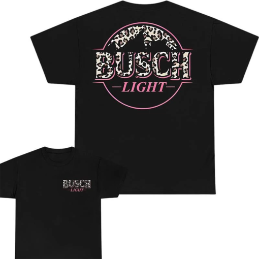 Busch Light Leopart Logo T-shirt 2 Side Unisex Size Range