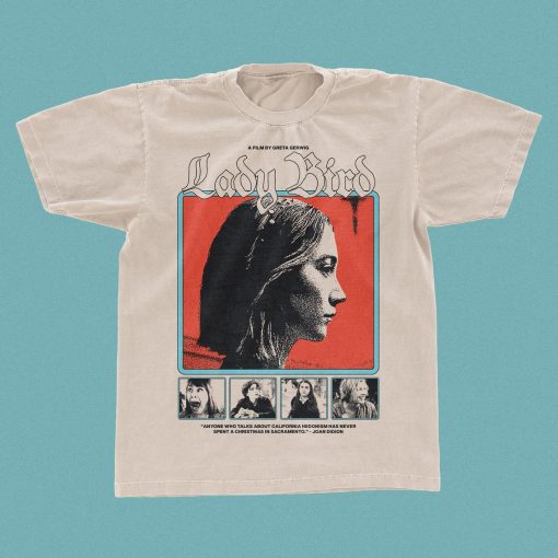 Ladybird movie graphic t-shirt, vintage a24 film style teeshirt, Greta Gerwig top, Gildan Natural 5000, streetwear, movie merch