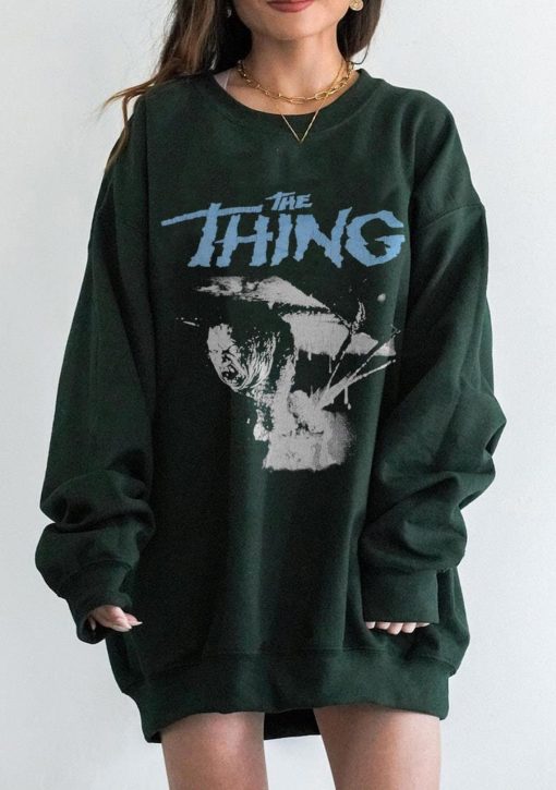 Retro The Thing Horror Movie T-Shirt, Vintage Garment-Dyed Movie Memorabilia, John Carpenter’s The Thing Monster Graphic Shirt