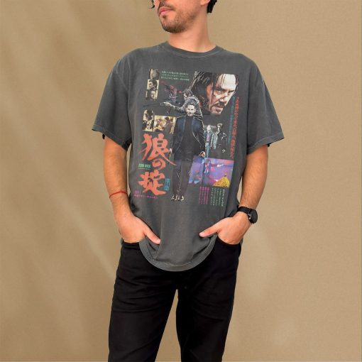 Keanu Reeves Graphic T-Shirt, Action Movie Tee Shirt, John Film Japanese Poster Art Memorabilia Bootleg Streetwear for Wick Fans