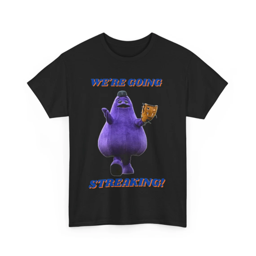 New York Mets Grimace Inspired We’re Going Streaking! Unisex Heavy Cotton Tee