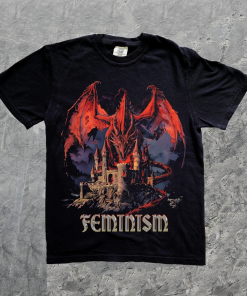 Vintage 90s Feminism Dragon Fantasy Graphic T-Shirt,…