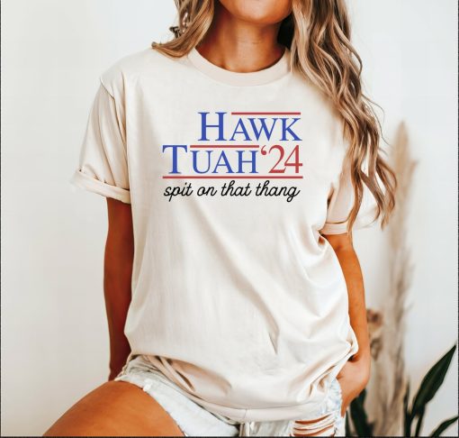 Hawk Tuah Spit On That Thang 2024 Shirt Hawk Tuah 24 Funny Trendy Sweatshirt for Women Men Viral Crewneck Tshirt