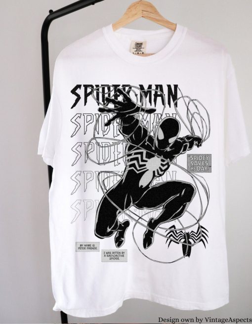 Vintage Spiderman Shirt, black spidey T-shirt, black spidey shirt, comic book shirt, marvel shirt, marvel comics, vintage marvel shirt