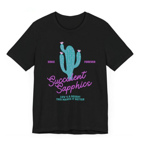 Lesbian Inspirational Shirt, Groovy Succulent Sapphics Plant Long Sleeve