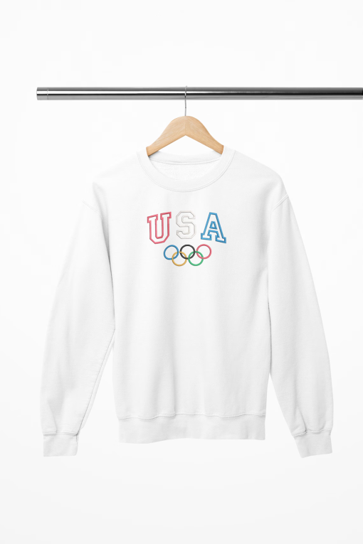 Retro Team USA Olympics Embroidered Pullover Shirt | Cotton | Embroidery | USA | America Shirt | T-shirt