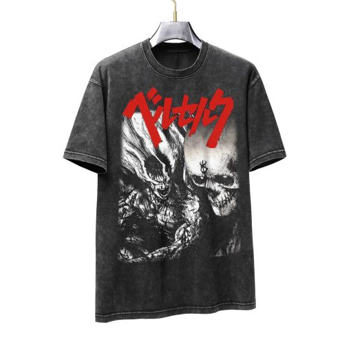 Berserk Vintage Washed Shirt, Berserk Guts Anime Unisex Shirts, Cool Japanese Anime Graphic Tees Manga Gift