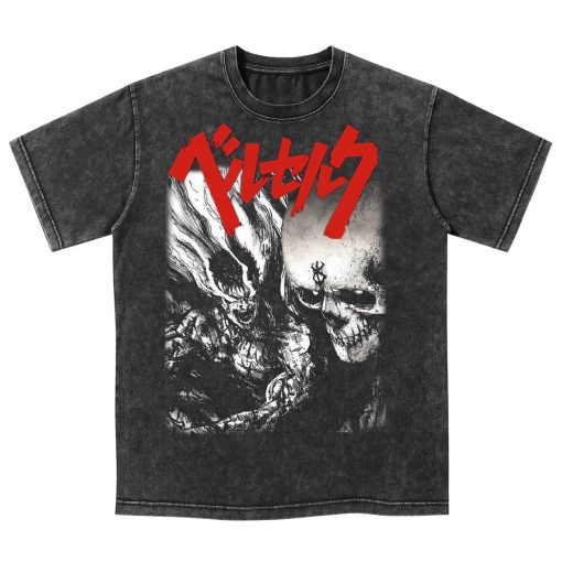 Berserk Vintage Washed Shirt, Berserk Guts Anime Unisex Shirts, Cool Japanese Anime Graphic Tees Manga Gift