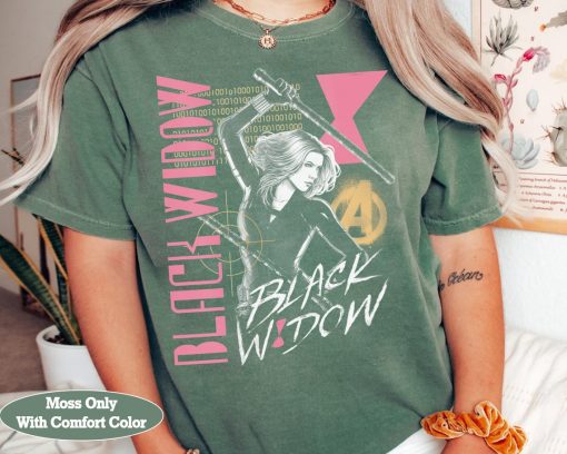 Marvel Black Widow Portrait Retro Collage Shirt, MCU Fans Marvel Studios Unisex Comfort Colors® Tshirt Family Birthday Holiday Gift Tee