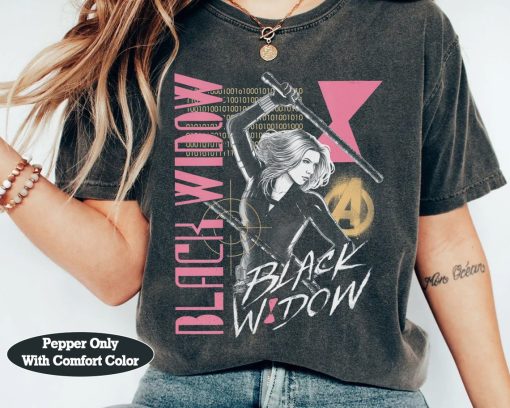 Marvel Black Widow Portrait Retro Collage Shirt, MCU Fans Marvel Studios Unisex Comfort Colors® Tshirt Family Birthday Holiday Gift Tee