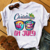 Christmas in july flip flop shirt,Summer Christmas shirt,Funny Christmas in july shirt,Tropical Christmas t shirt,Hawaian Xmas shirt