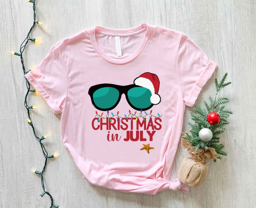 Christmas In July Shirt,Christmas In Summer Shirt,Xmas In July Gift,Santa Summer Shirt,Tropical Christmas Family Gift Shirt,Xmas Summer Gift