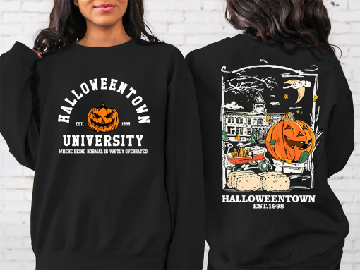 Halloweentown Est 1998 Back and Front Sweatshirt, Retro Halloween Town Crewneck Sweater Halloweentown University Halloween Fall Sweatshirt