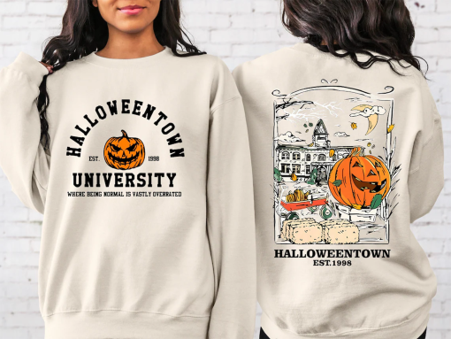 Halloweentown Est 1998 Back and Front Sweatshirt, Retro Halloween Town Crewneck Sweater Halloweentown University Halloween Fall Sweatshirt