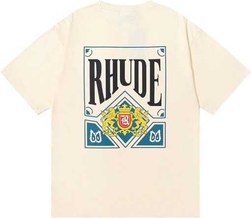 Rhude Shirt Men’s Playing Cards Print RH T Shirt Hip-Pop Trendy High Street Couple Sweatshirt Short Sleeve Tee