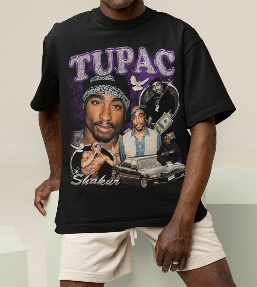 Retro Tupac Shakur Rap Vintage 90s Graphic T-Shirt 2PAC Rap Hip Hop California