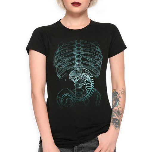 Alien X-Ray T-Shirt / Xenomorph Anatomy 100% Cotton Tee / Men’s Women’s All Sizes (wr-207)